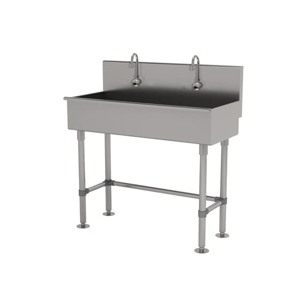 2 Stat 16 Ga. 304 SS Floor Mt Square Corner Sink, Electric Faucet Incl